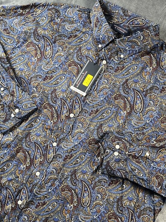 Roundtree & Yorke Other - Roundtree & Yorke Luxury Cotton Paisley Blue Button Down Shirt Men's 3XB NWT